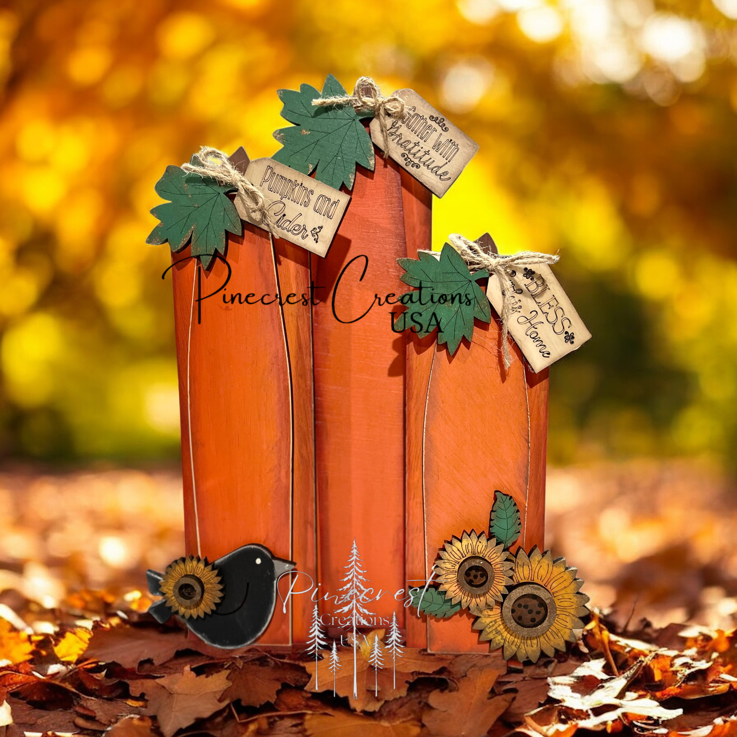 Fall Harvest Pumpkin Wood Craft Kit | DIY Autumn Shelf Decor | All Supplies Incl