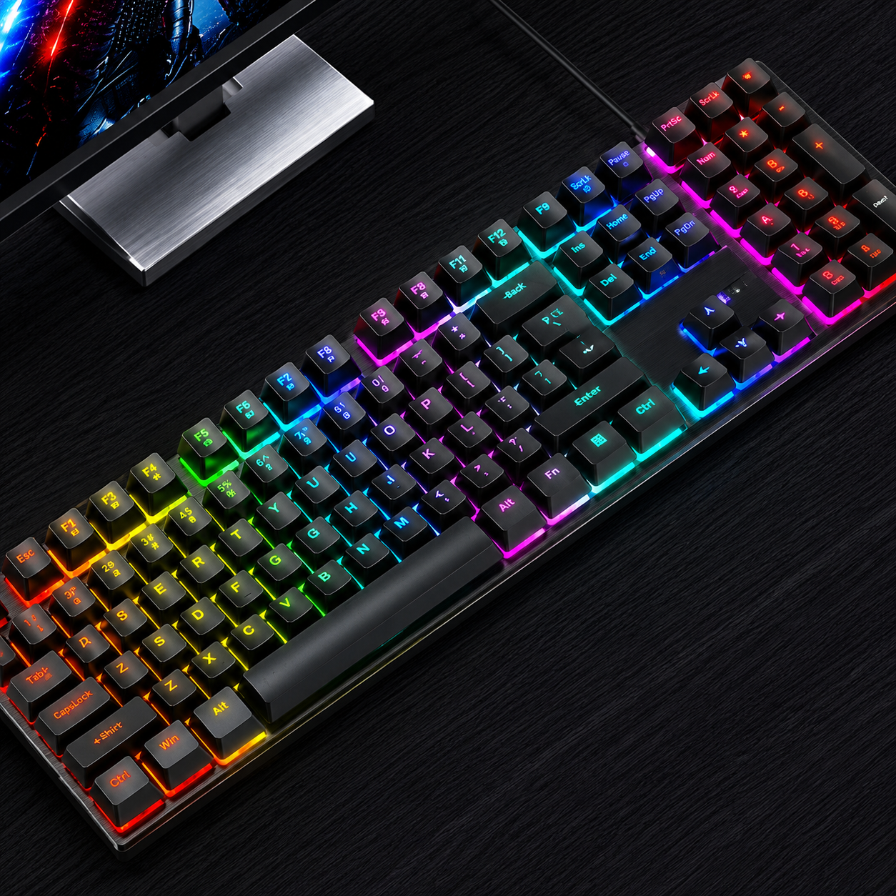 Teclado Gamer Semi-mecânico RGB LED retroiluminado Computador Pc