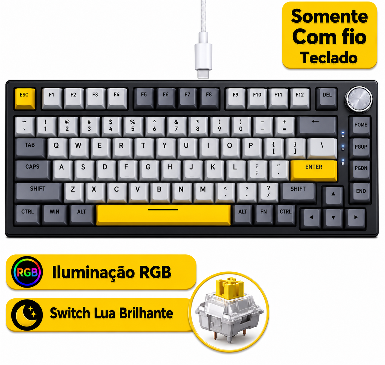 Teclado Mecânico Gamer com Fio AJAZZ AK820 Série 82 Teclas , do Brasil.