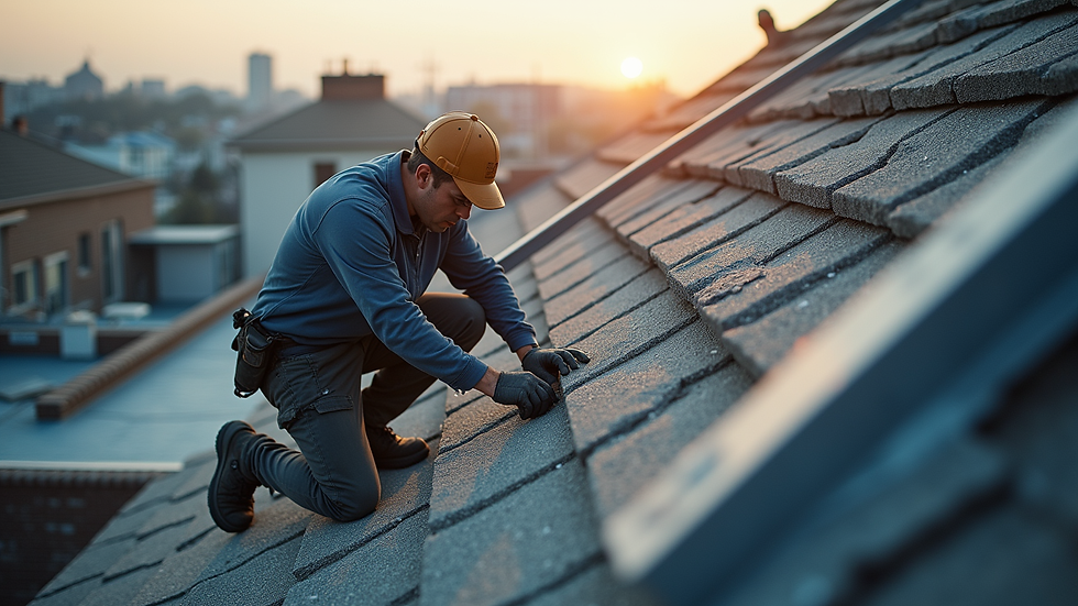 High angle view of a roof inspection in progress