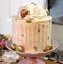 Roses and Macarons Drip Cake