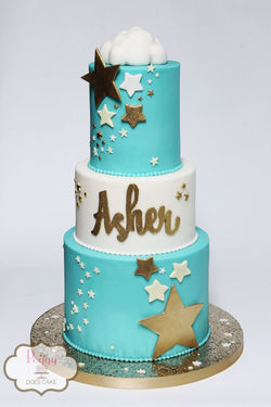 Blue Stars Shower Cake