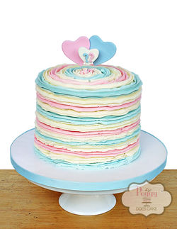 Ruffled Gender Reveal Cake