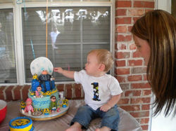 Bryson with Despicable Me cake