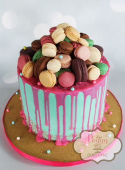 Macarons Drip Shower Cake