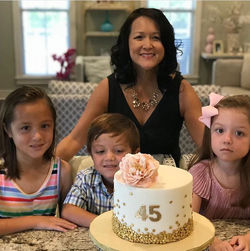 Meg with her 45 cake