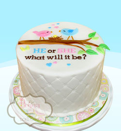 Lovebirds Gender Reveal Cake