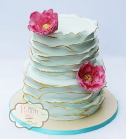 Ruffles and Floral Shower Cake