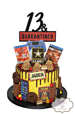 13 and Quarantined Goodies Drip 7" Cake