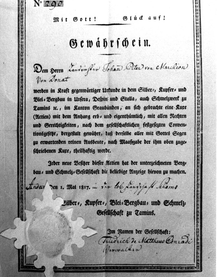 gewährschein-namensaktie-der-schmelzgesellschaft-von-ursera-despin-und-stella-für-landrich