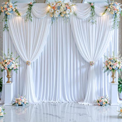 10ft Double Drape White Backdrop Curtains