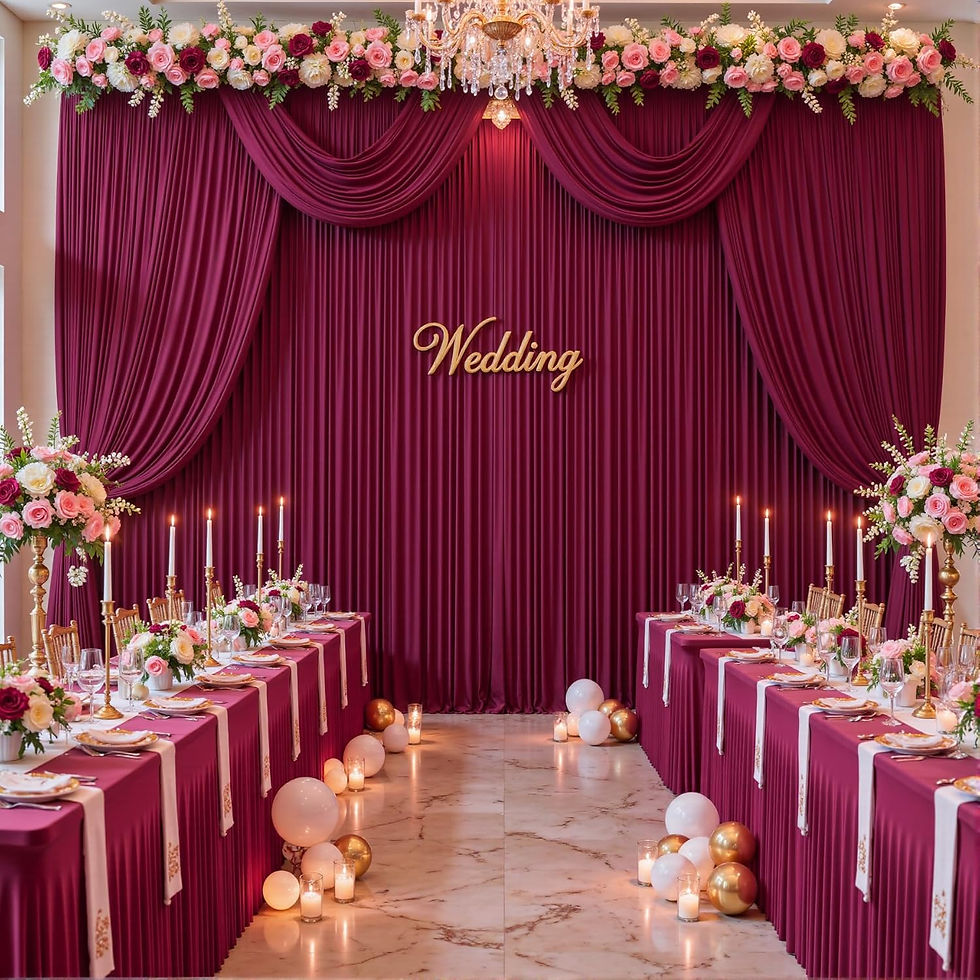 10ft Burgundy Fabric Drape Curtain_1