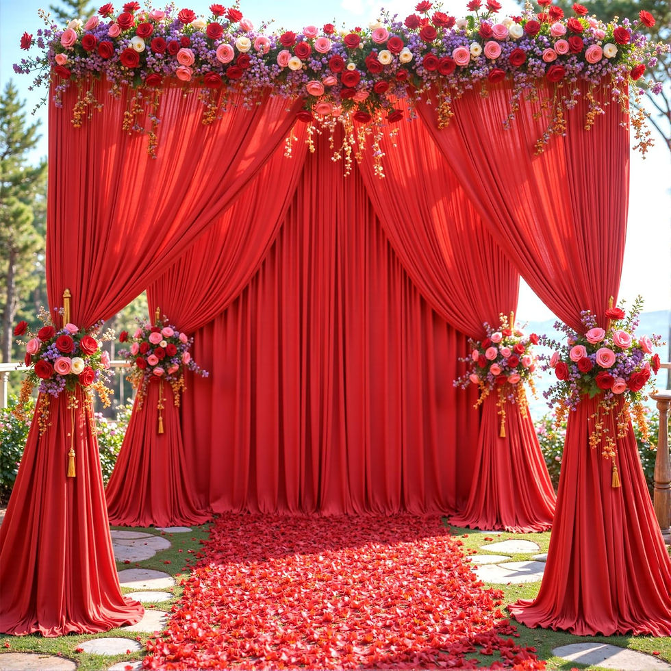 10ft Red Fabric Drape Curtain_