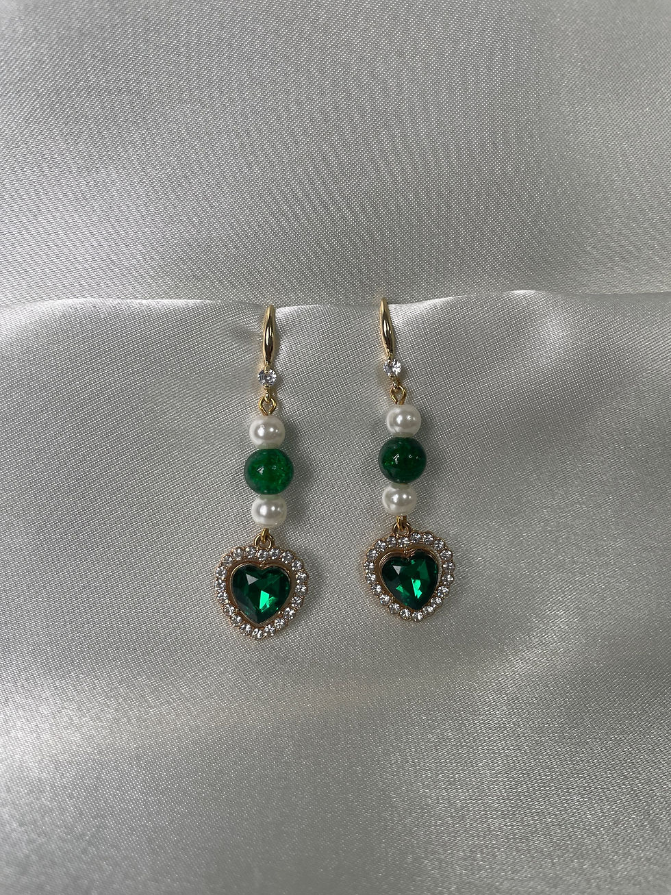 Thumbnail: Emerald green Rhinestone Earrings