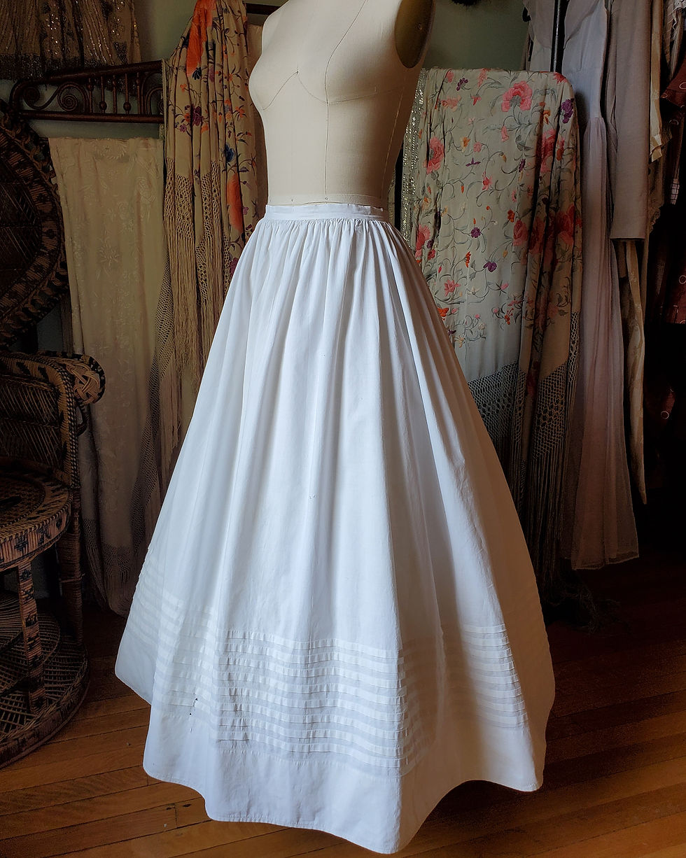 Thumbnail: 1860s Pleated Cotton Petticoat