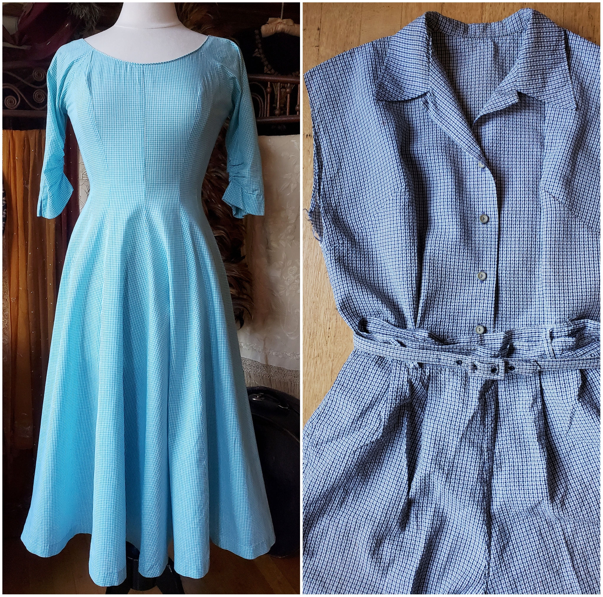 Lot of 2 1950s Gingham 