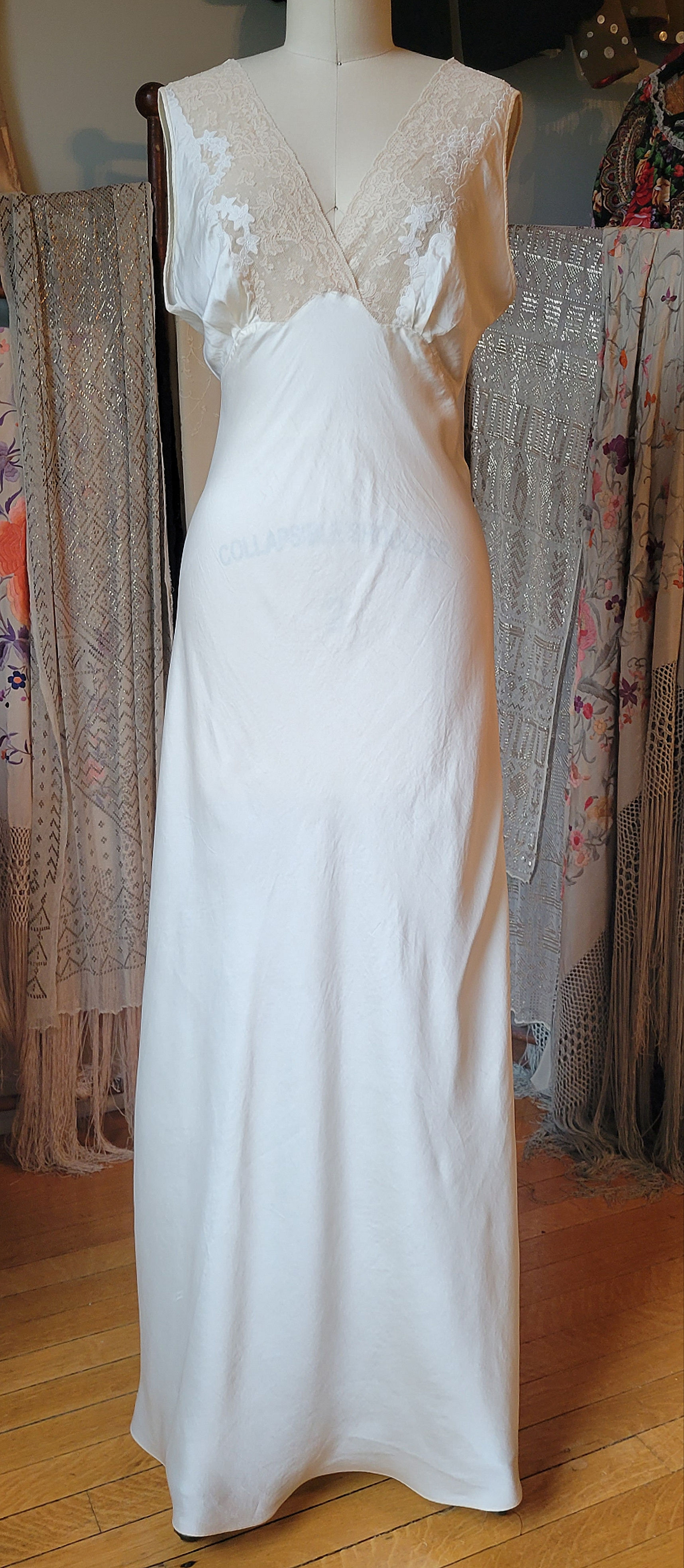 1930s Ivory Silk Slip Dress