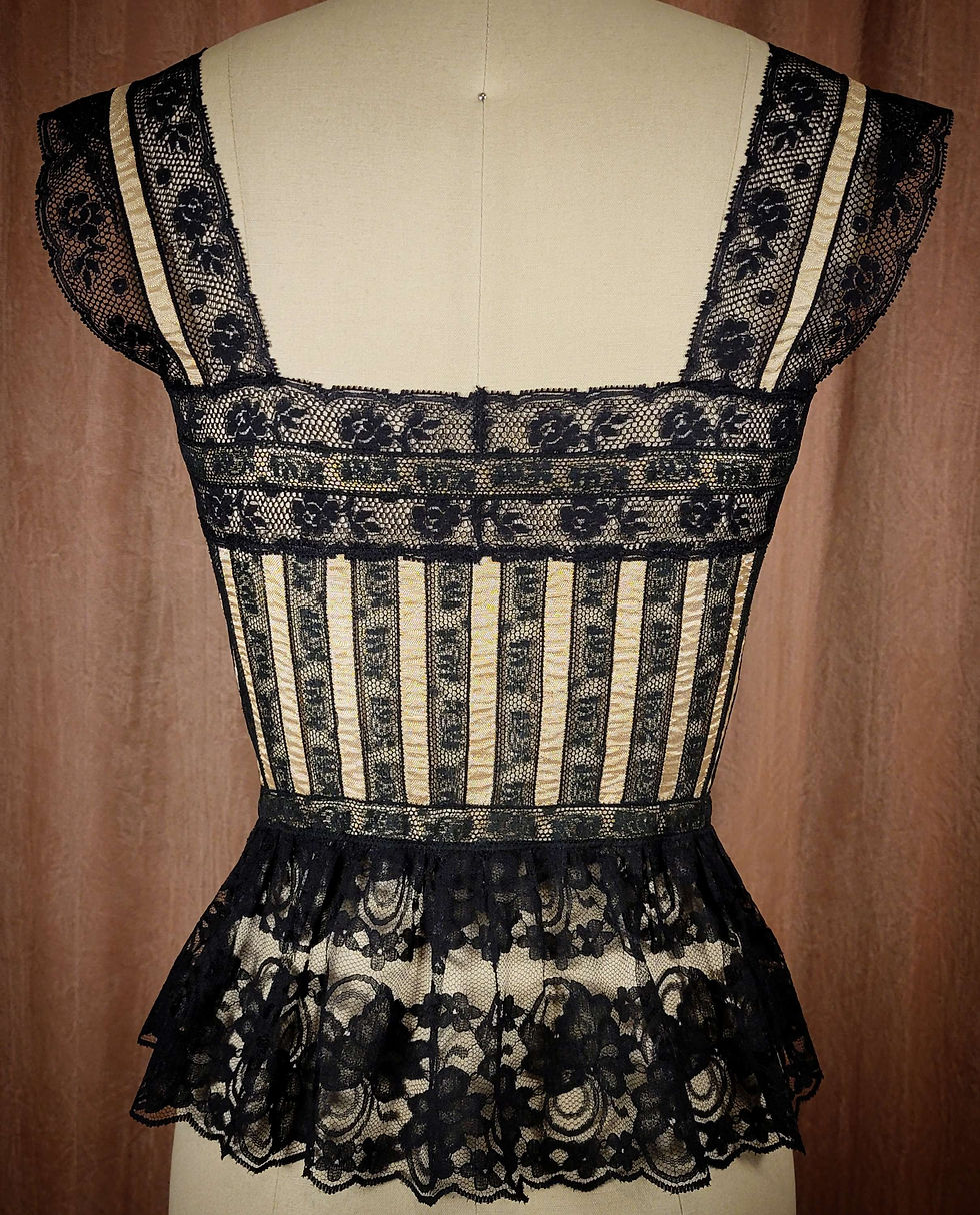 Thumbnail: Bone And Black Lace Camisole