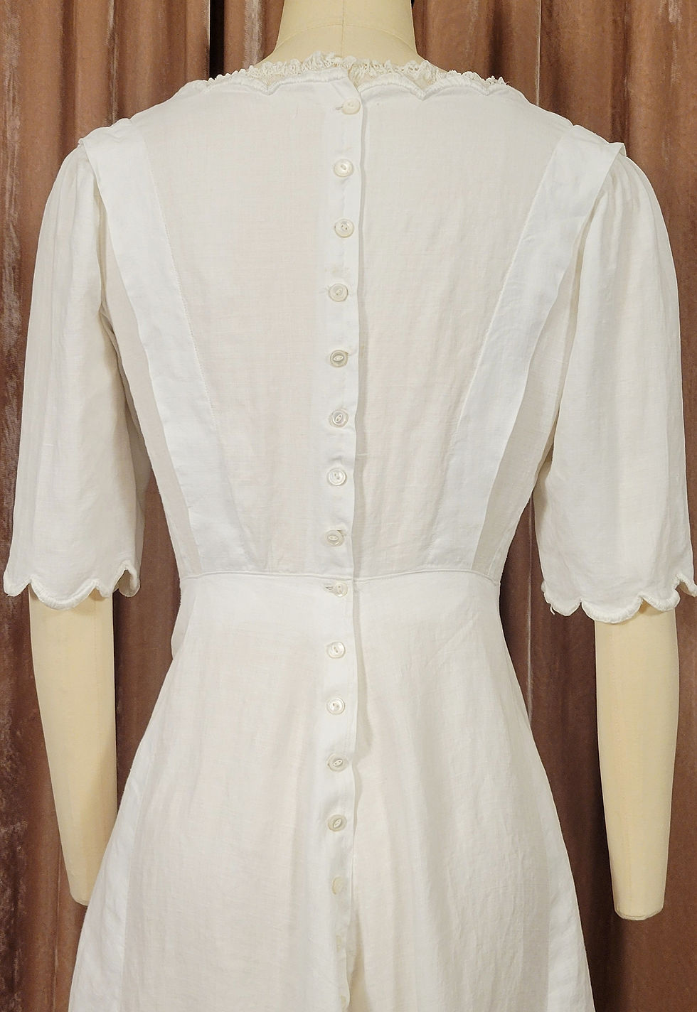 Thumbnail: Edwardian Embroidered Linen Scallop Dress