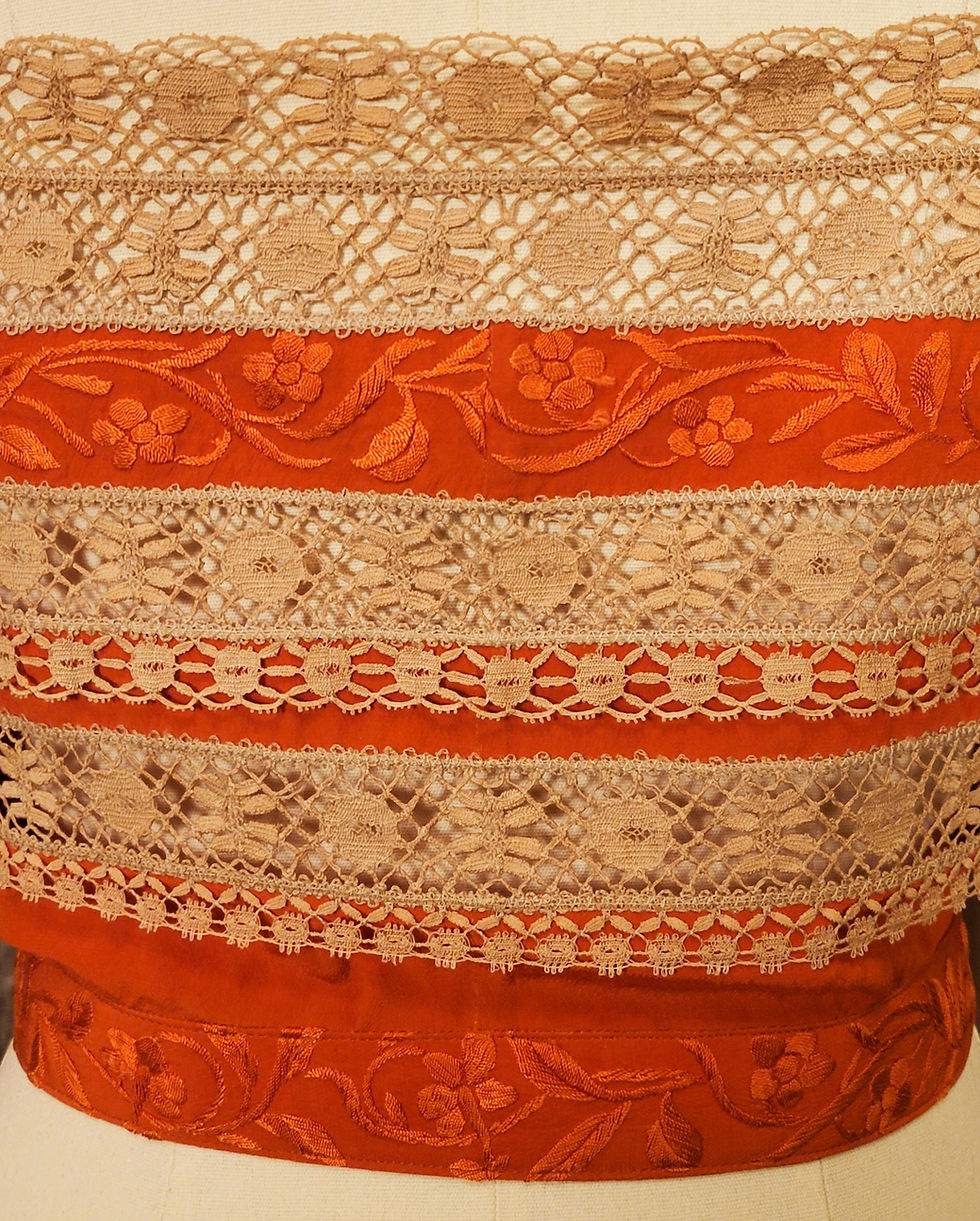 Thumbnail: Flame Orange Embroidered Silk Camisole 