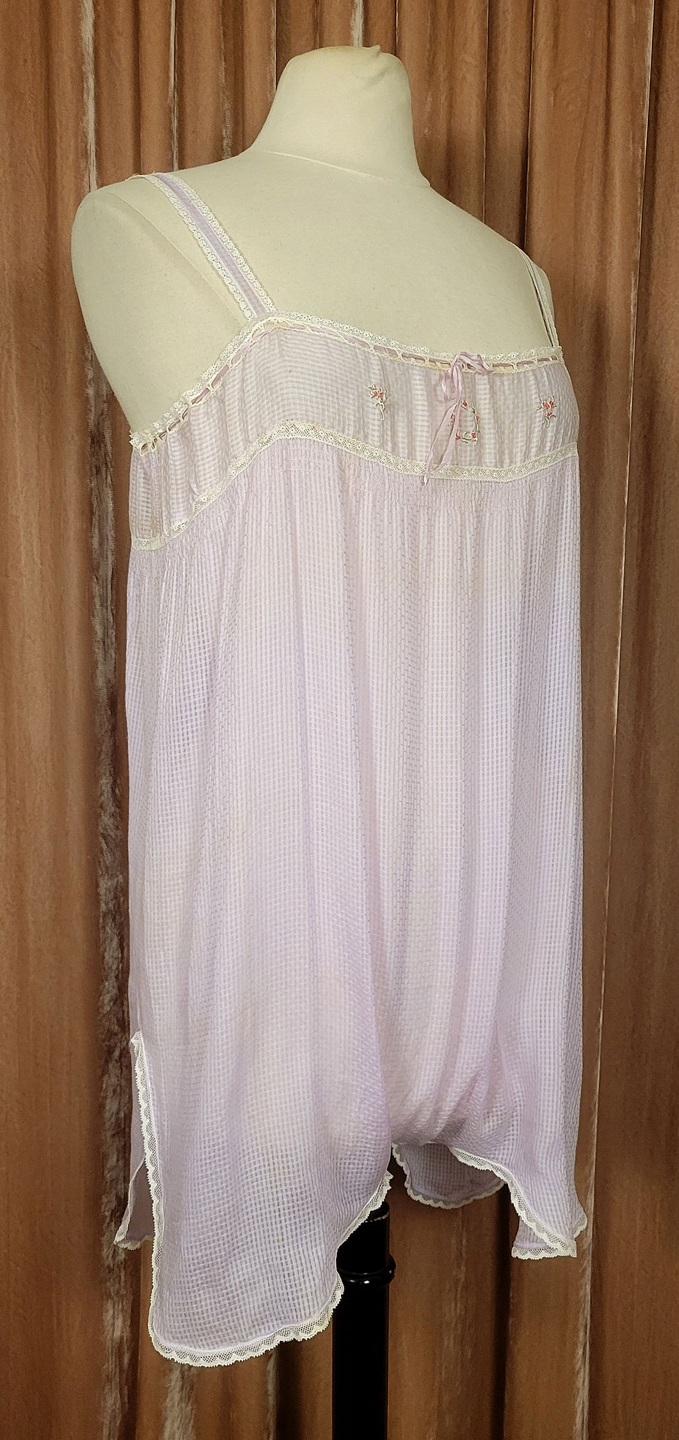 Thumbnail: 1920s Lilac Gingham Embroidered Step In