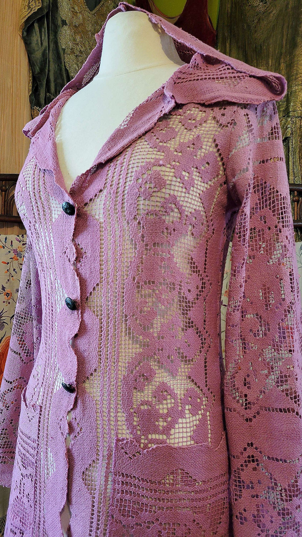 Thumbnail: Lilac Filet Lace Jacket