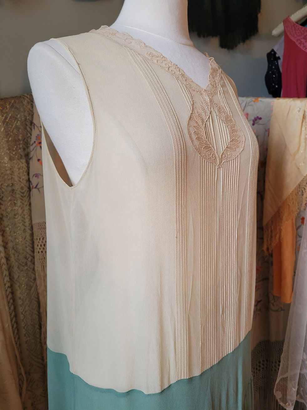 Thumbnail: Ivory and Sage Chiffon 1920s Dress