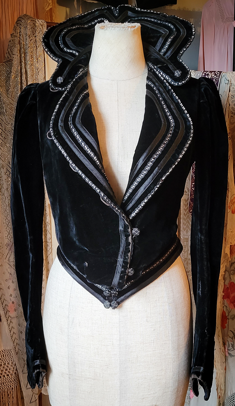 Thumbnail: Black Velvet Edwardian Jacket Bodice