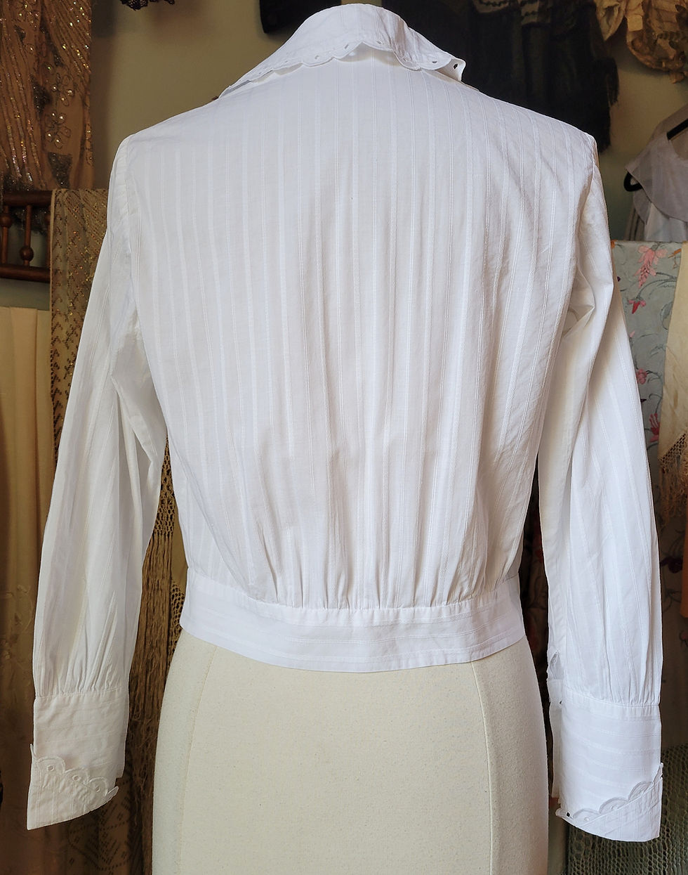 Thumbnail: 1910s Stripe Cotton Blouse