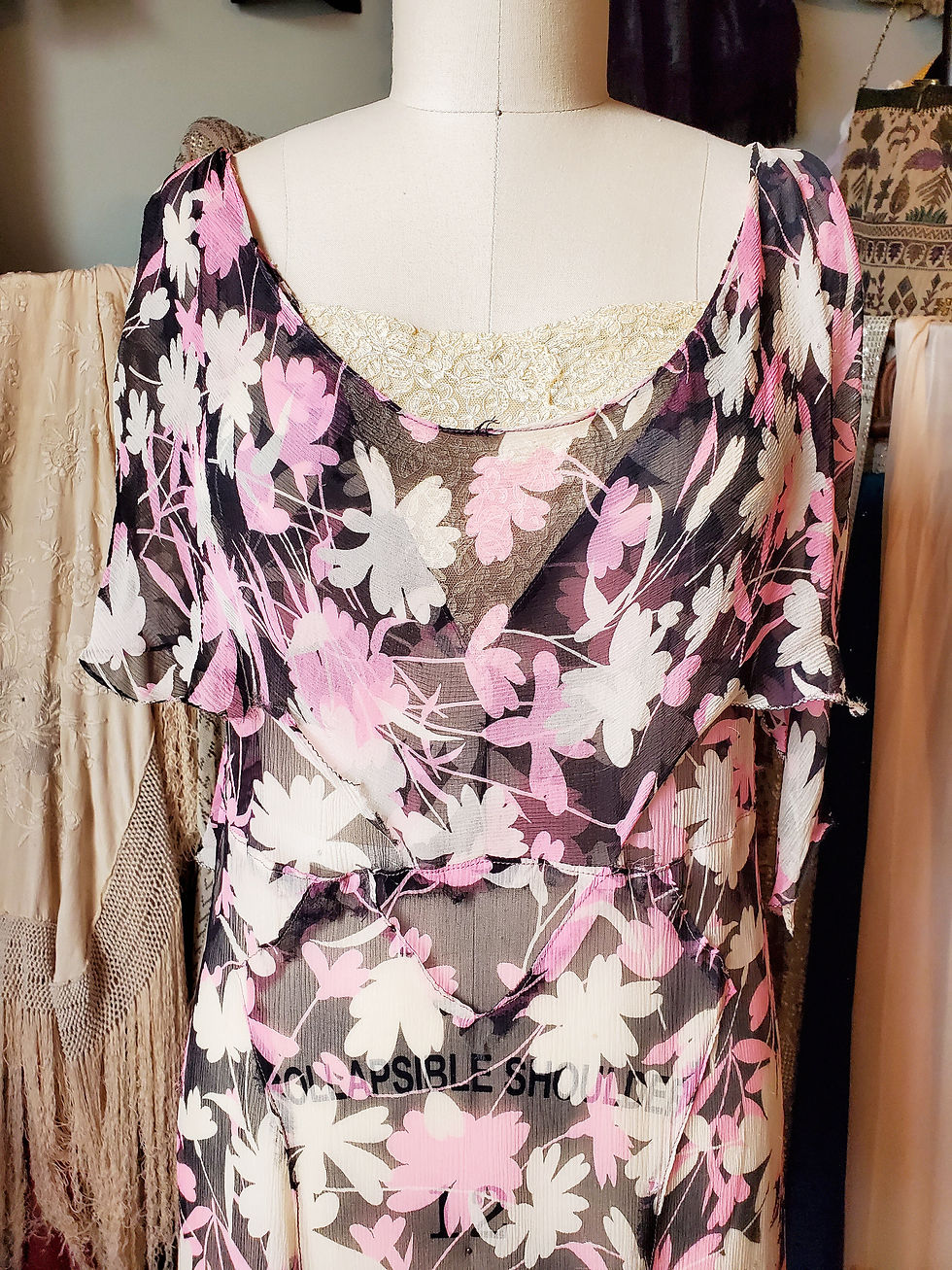 Thumbnail: 1930s Floral Chiffon Print Dress