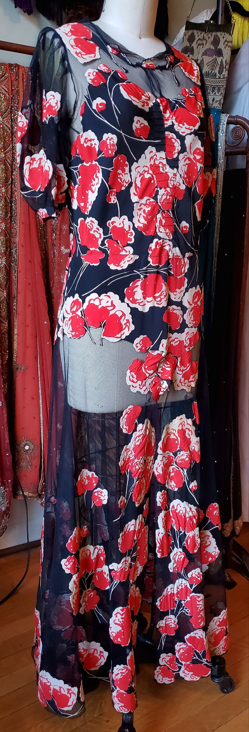 Thumbnail: 1930s Net Floral Applique Gown