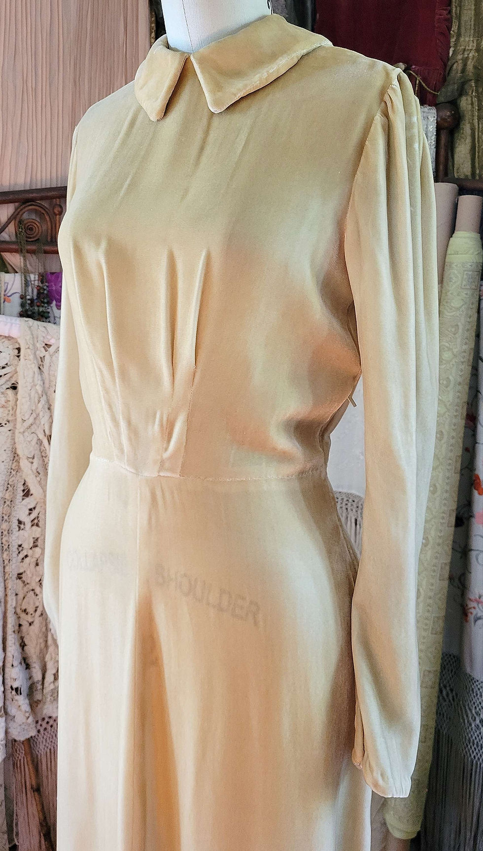 Thumbnail: 1930s Ivory Velvet Dress
