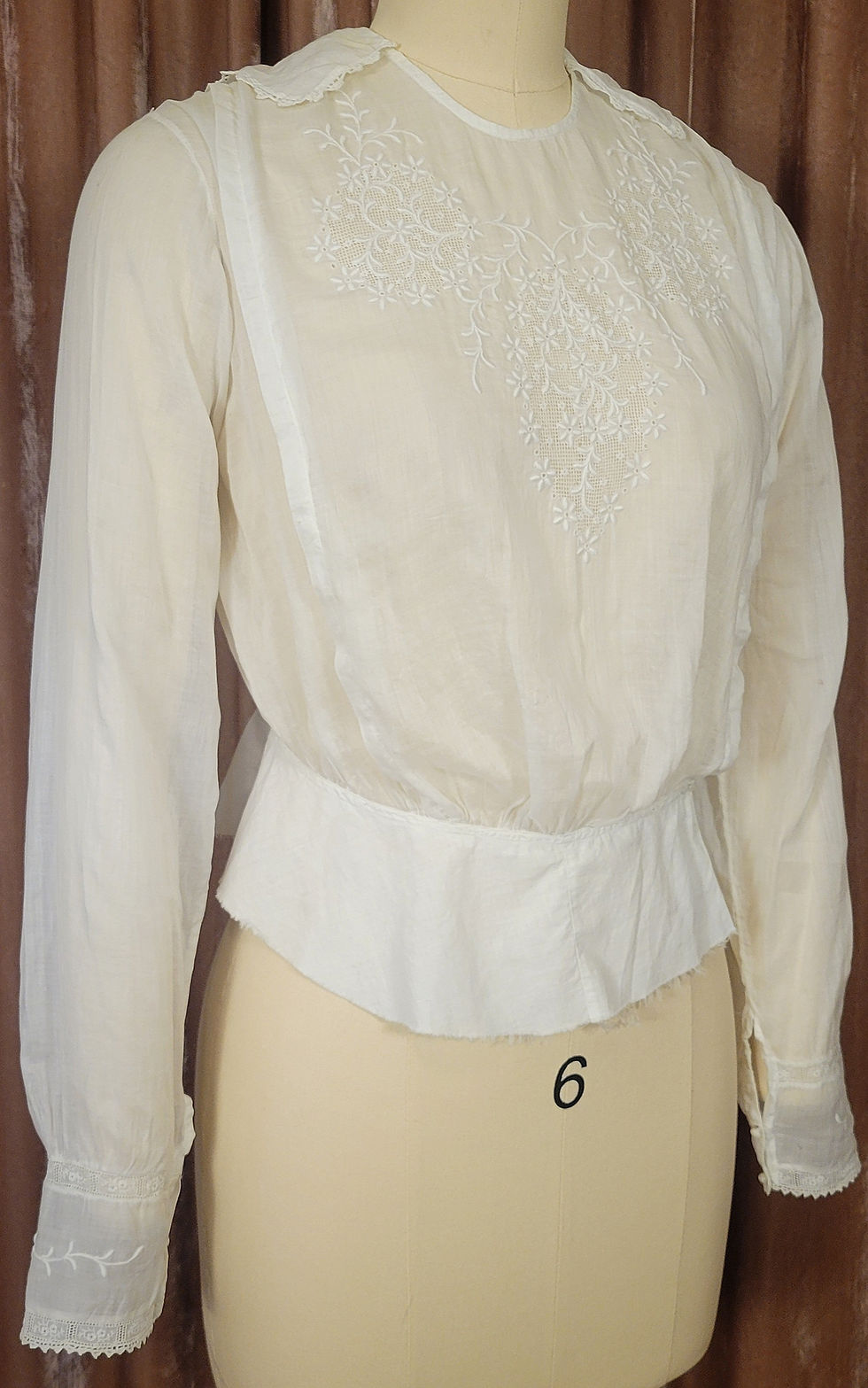 Thumbnail: Edwardian Embroidered Cotton Blouse