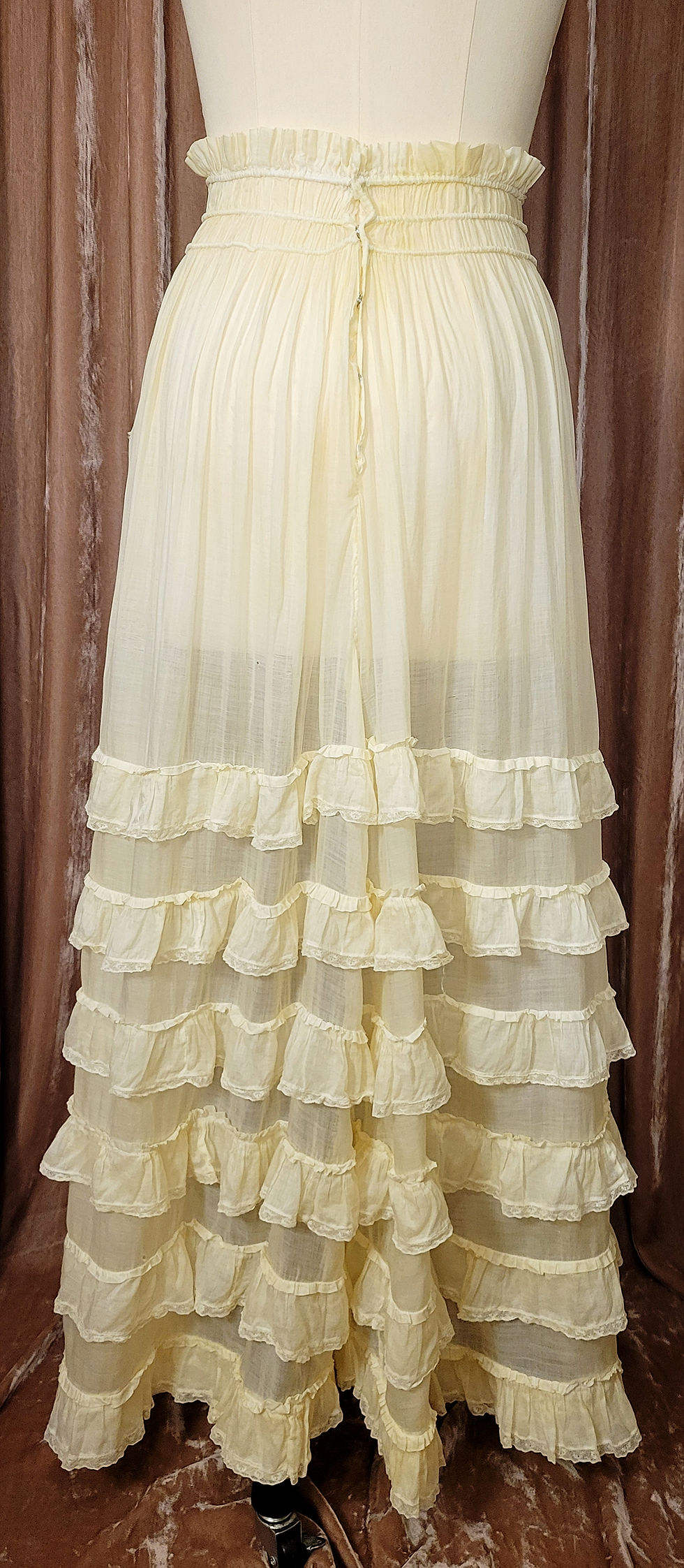 Thumbnail: 1910s Pale Yellow Ruffle Skirt