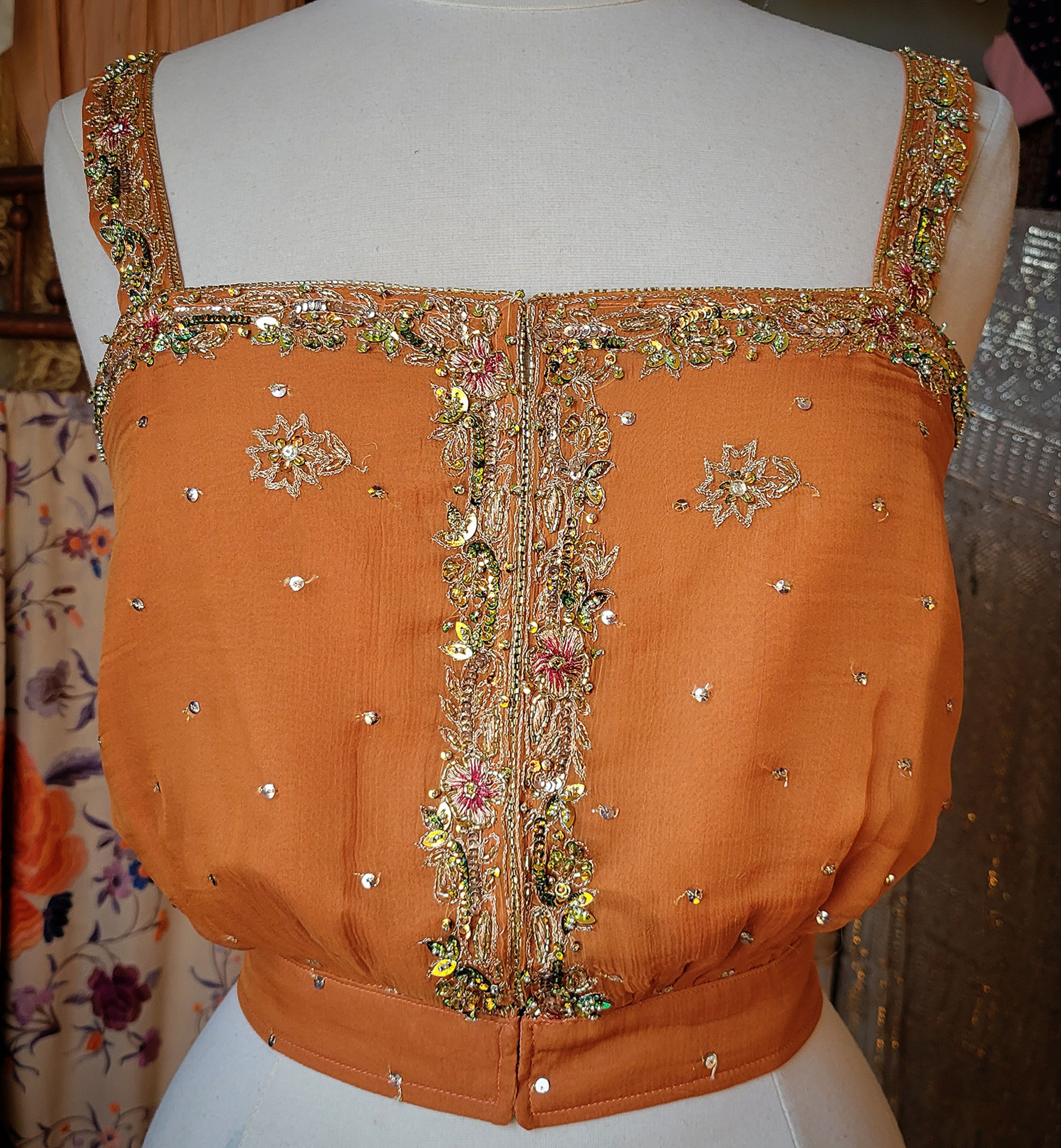 Tangerine Embroidered Chiffon Camisole 