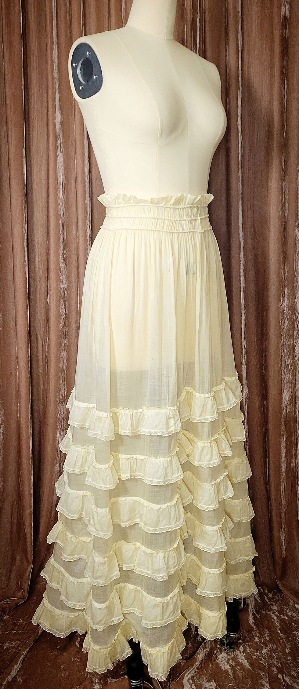 Thumbnail: 1910s Pale Yellow Ruffle Skirt