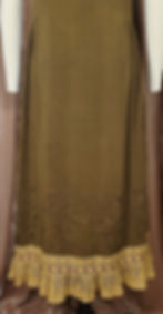 Thumbnail: Deep Olive Embroidered Silk Slip Dress