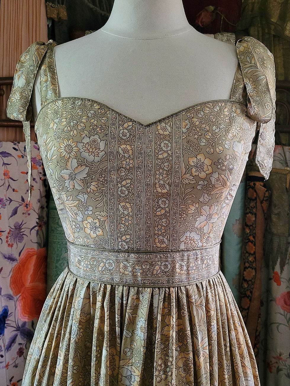 Thumbnail: Printed Silk Sundress in Pale Green