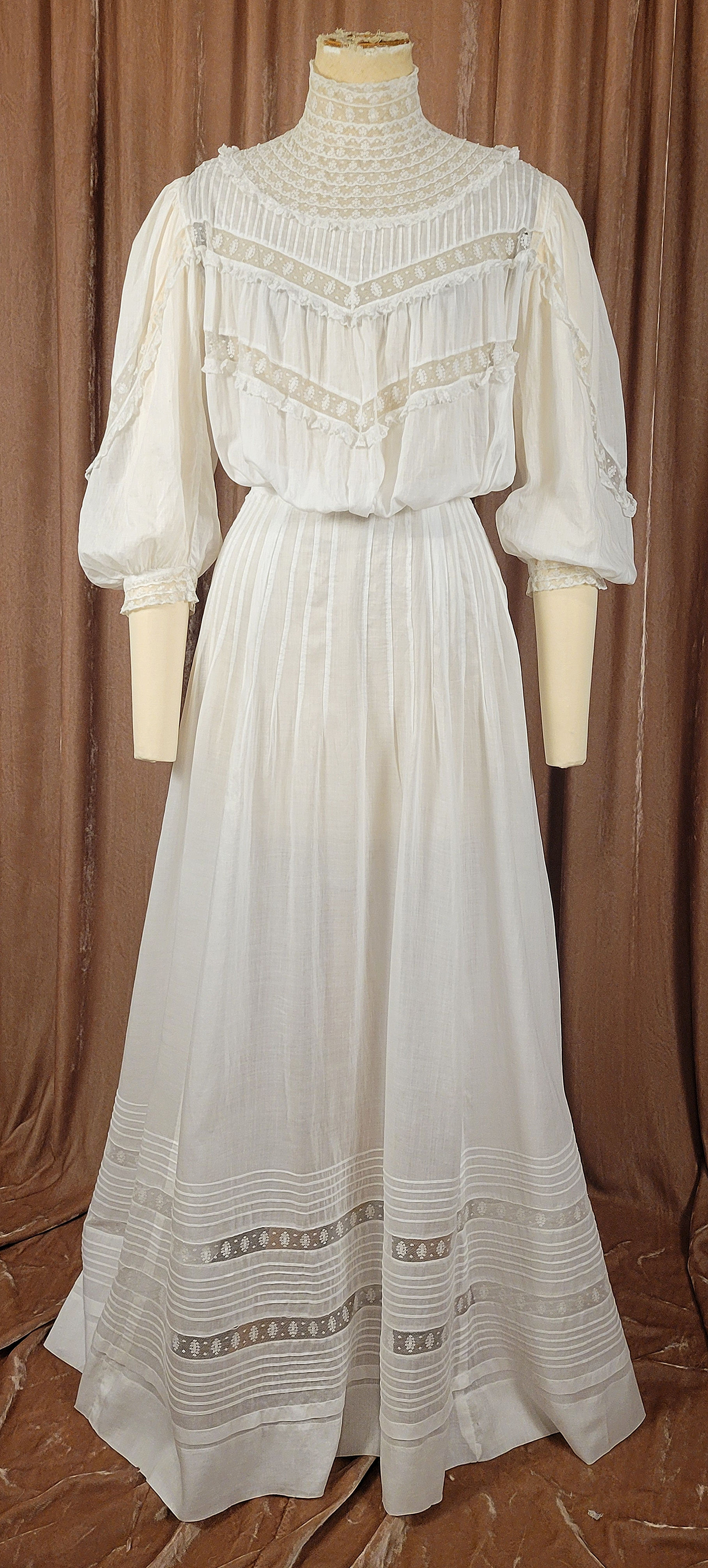 Edwardian Sheer Cotton and Valencienne Lace Dress