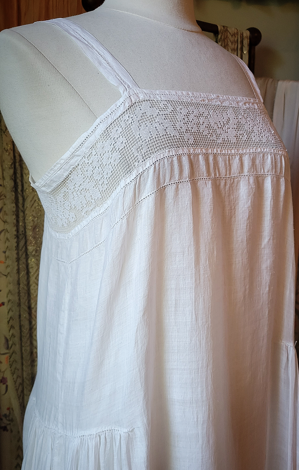 Thumbnail: 1920s Linen and Filet Lace Slip Dress