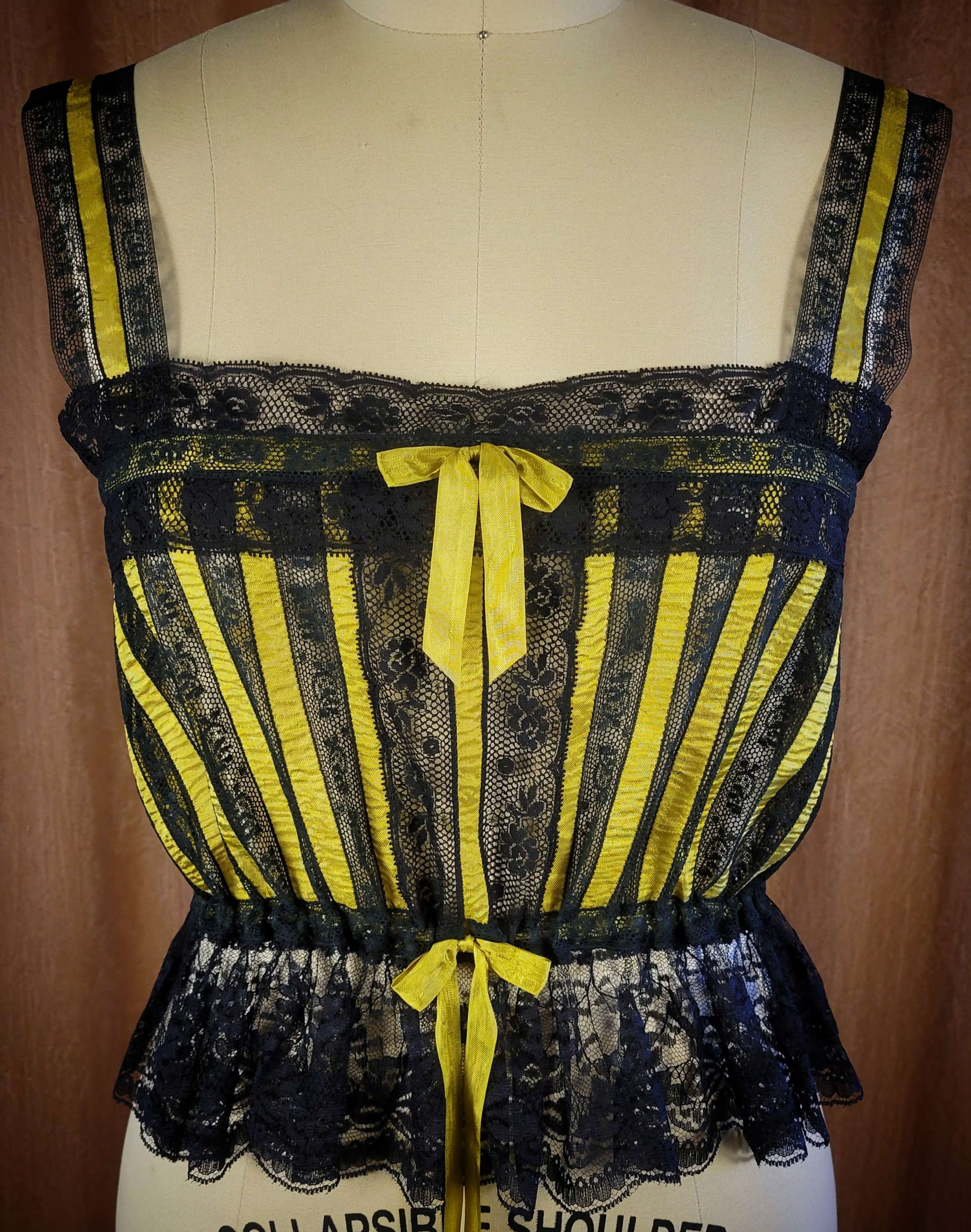 Absinthe Green And Black Lace Camisole