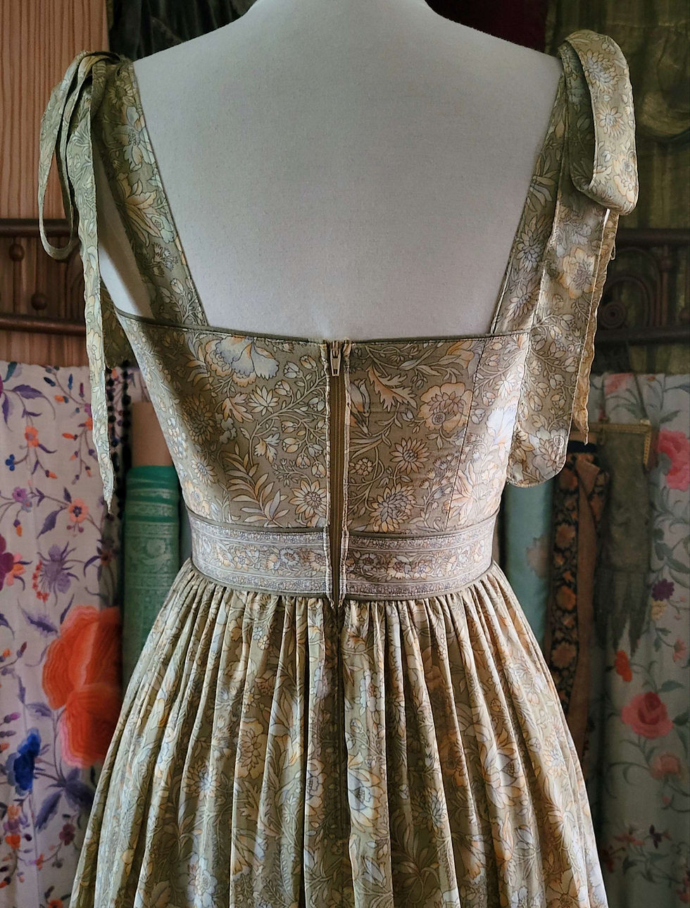 Thumbnail: Printed Silk Sundress in Pale Green