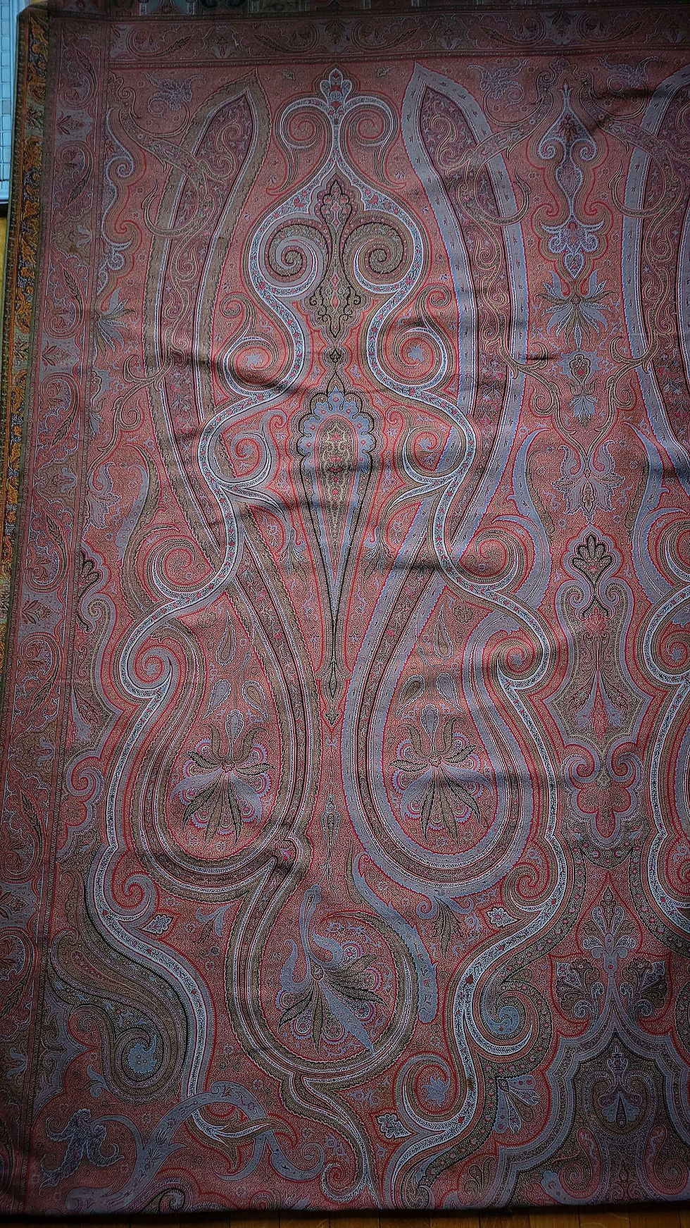 Thumbnail: 1860s Wool Paisley Crinoline Shawl