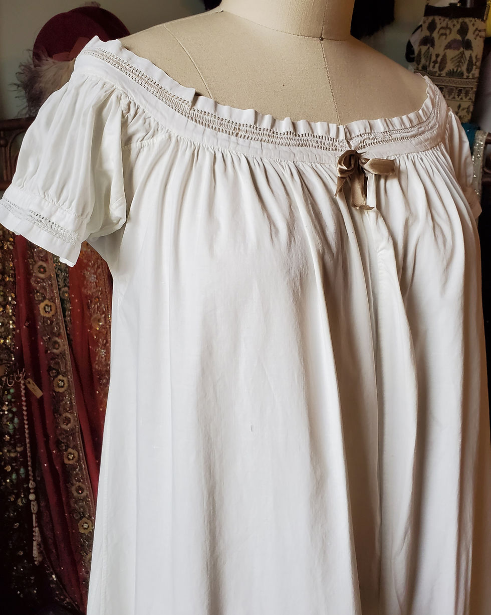 Thumbnail: 1860s Cotton Off Shoulder Chemise