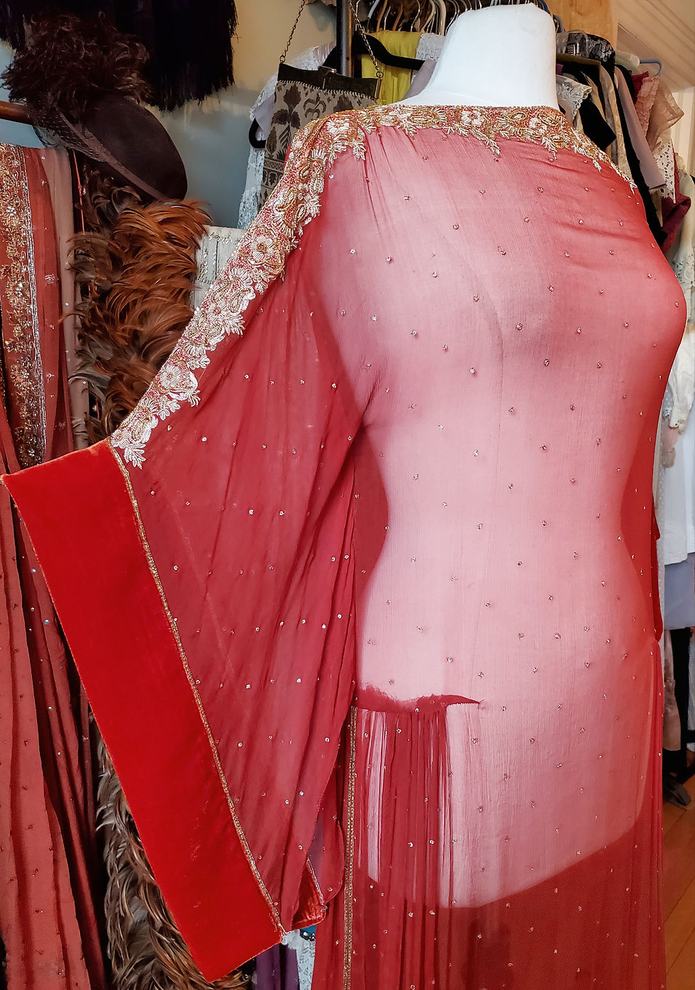 Thumbnail: Vermillion Dupatta Art Deco Style Dress