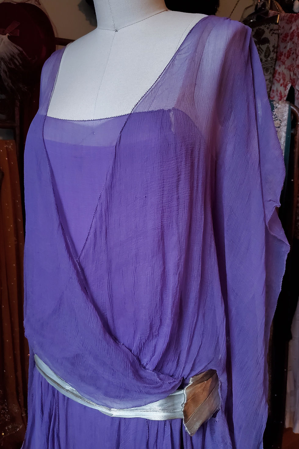 Thumbnail: Celestial Purple Chiffon 1920s Gown
