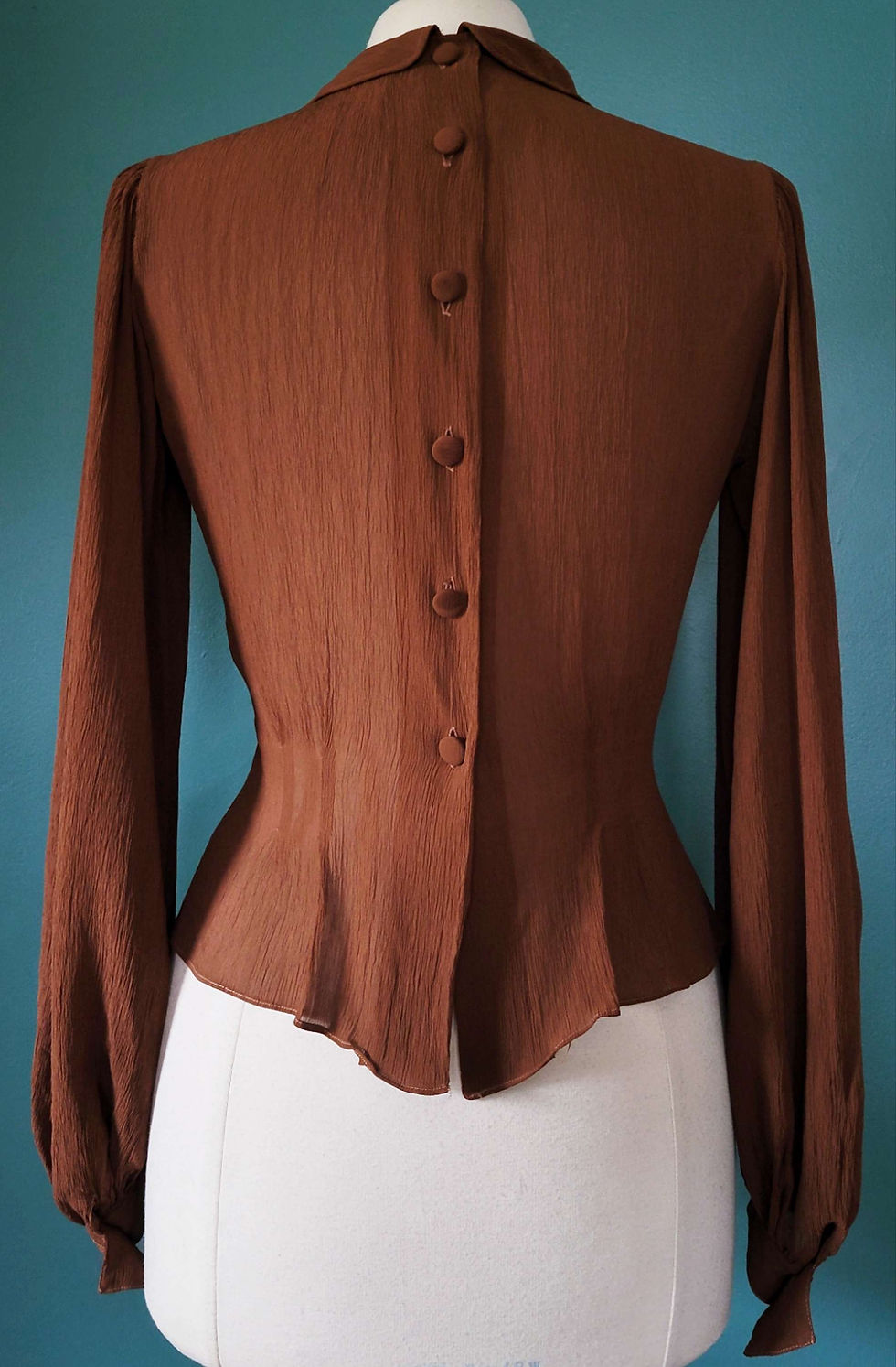 Thumbnail: 1940s Ajello Chocolate Rayon Blouse