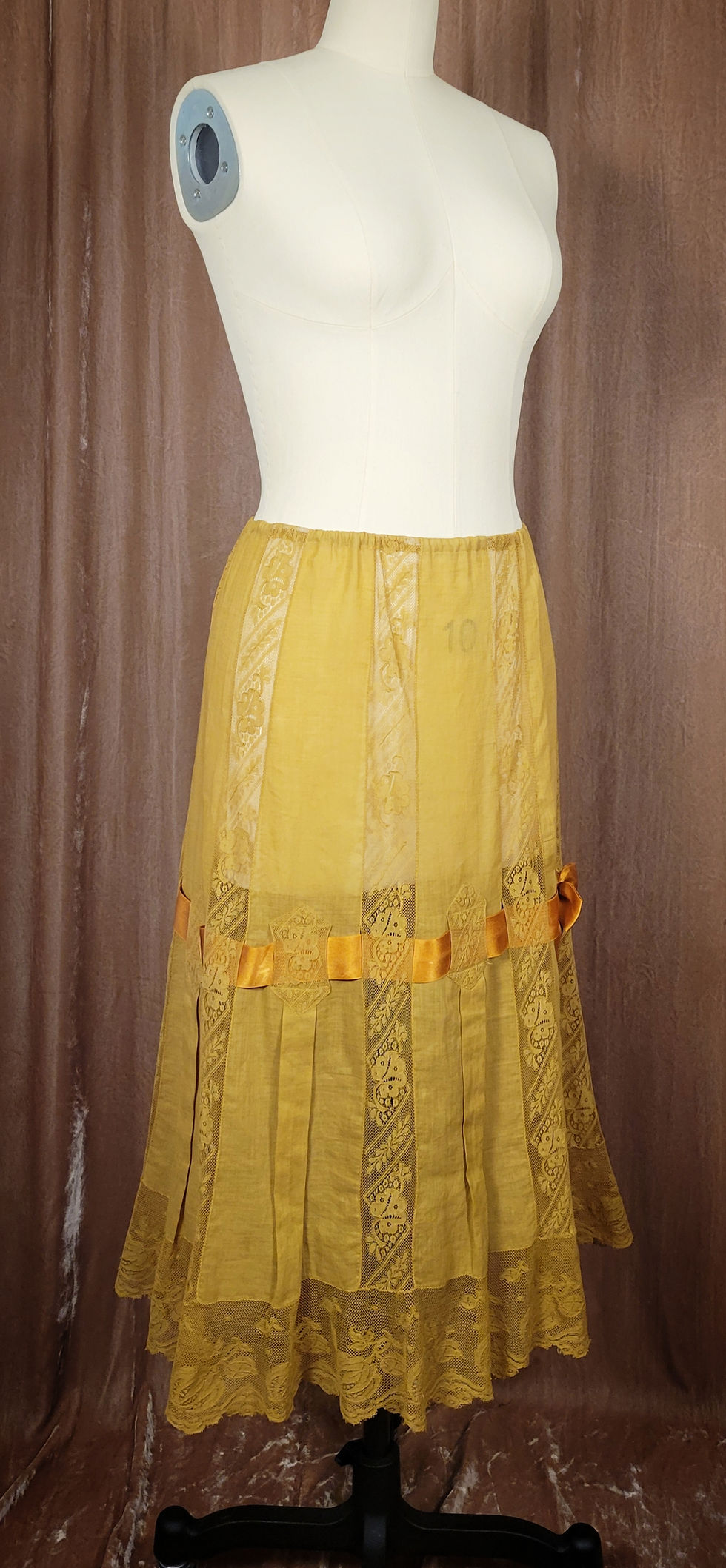Thumbnail: Golden Green Silk Ribbon Petticoat Skirt