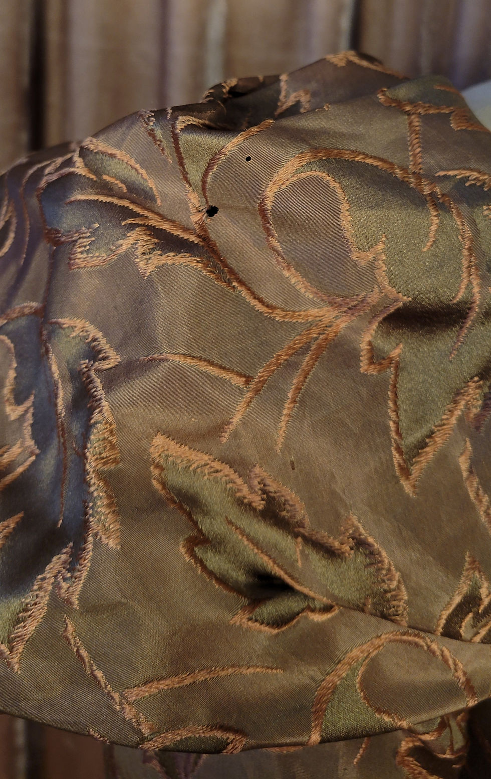 Thumbnail: 1890s Copper and Sage Silk Brocade Bodice 