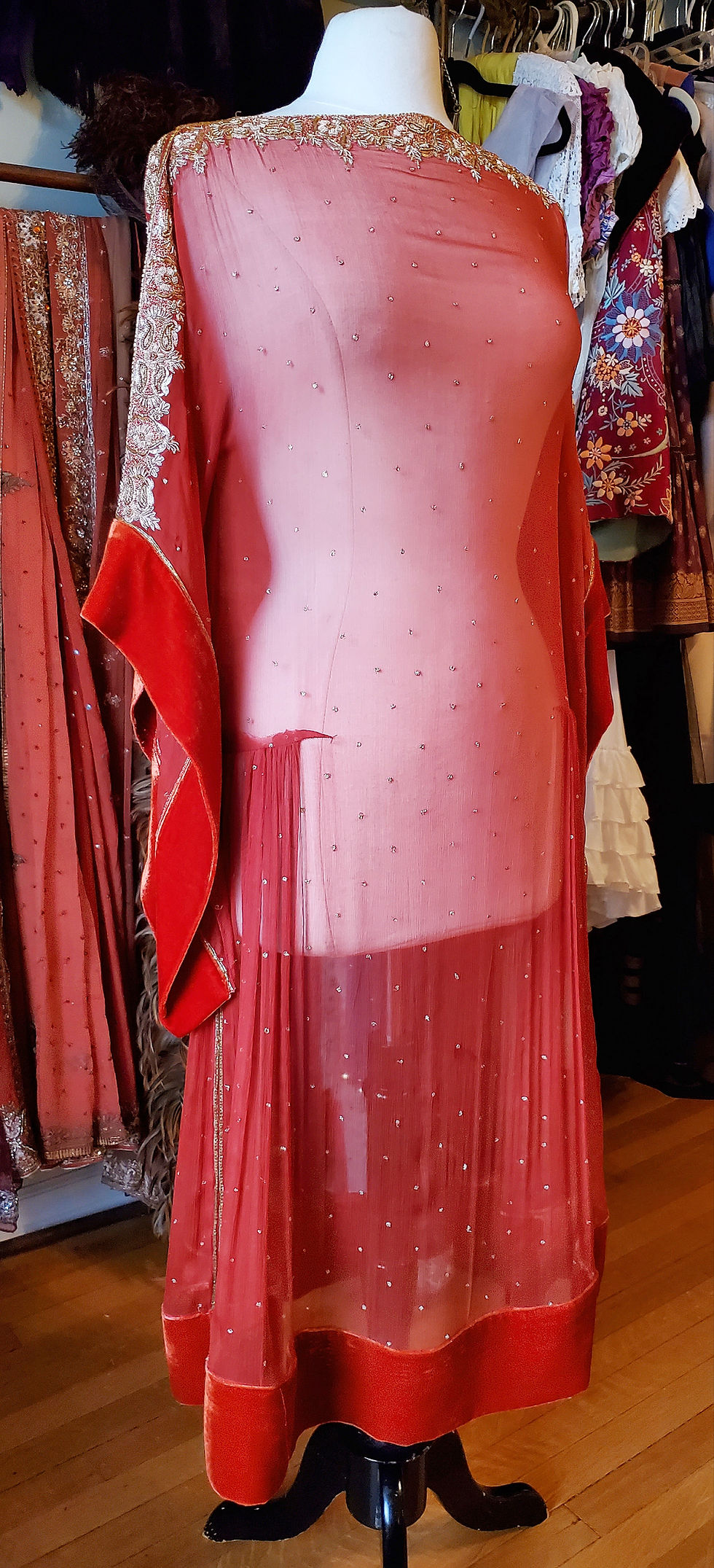 Thumbnail: Vermillion Dupatta Art Deco Style Dress